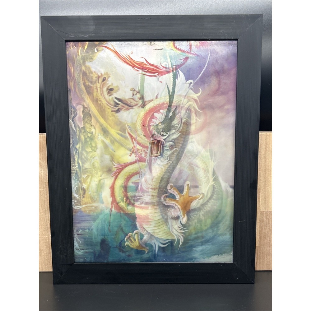 Hologram‎ Lenticular Framed Dragon Rising From The Sea Picture Framed
